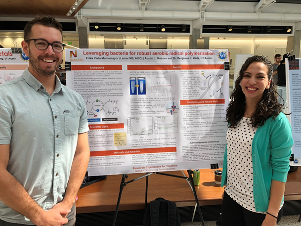 RET and Graduate Mentor presenting final scientific poster.png | Nascent | The of Texas at Austin