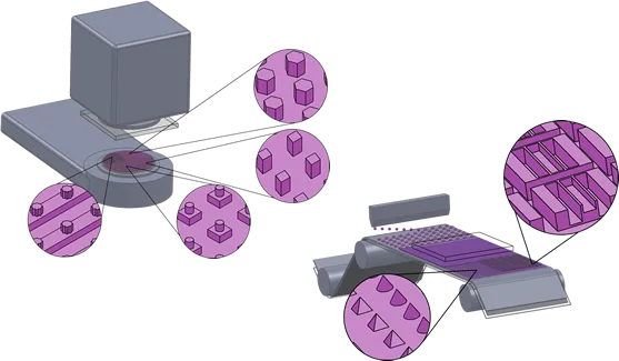 Two graphics representing patterning steps