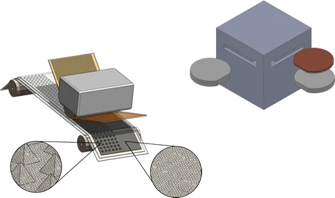 Graphic representing a roll to roll processing step