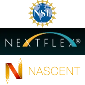 Logos for three organizations: NSF, NextFlex and NASCENT