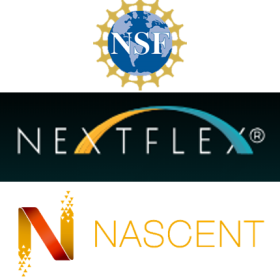 Logos for three organizations: NSF, NextFlex and NASCENT